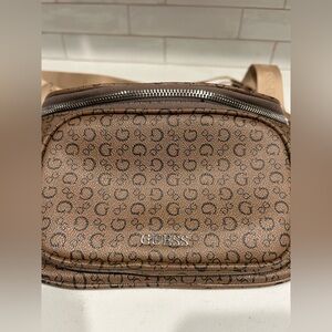 Guess Tan Logo Pattern Crossbody Bag